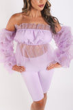 Organza Sleeve Detailed Top & Matching Shorts Set