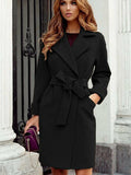 Wool Coat  Warm Jackets Outerwear Belt Long  Women Jacket Coats Silver Sam