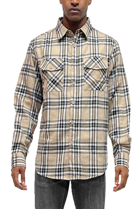 Long Sleeve Checkered Flannel Shirt