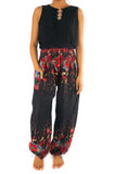 Black FLORAL Women's Harem Pants