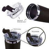 DRINCO®  20oz Insulated Tumbler w/Spill Proof Lid, 2 Straws(Black) Orchid Lavender