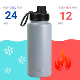 DRINCO® 32oz Stainless Steel Water Bottle (3 lids) - Asphalt Gray