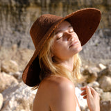 RIRI Jute Straw Hat in Burnt Sienna Cocoa Brunn