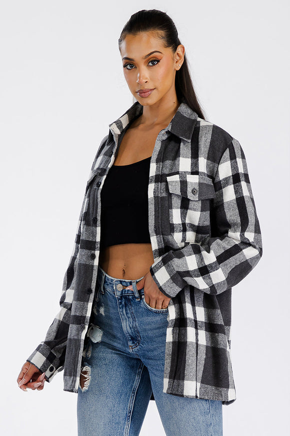 Boyfriend Oversized Soft Flannel Shacket Lime Milo