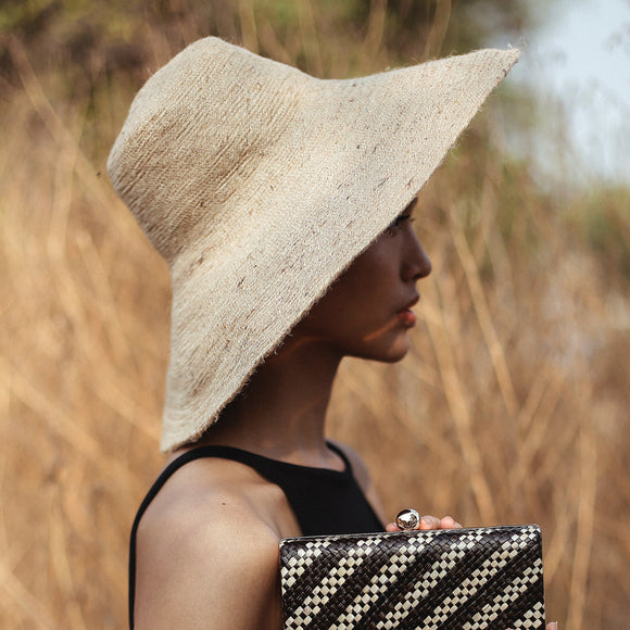 RIRI Jute Straw Hat in Nude Beige