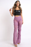 Bell Bottom Yoga Layered Mesh Flared Leg Pants Leggings Lavender