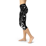Women's Piano Notes Black Capri Leggings