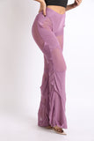 Bell Bottom Yoga Layered Mesh Flared Leg Pants Leggings Lavender