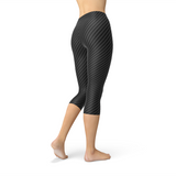 Women's Black Carbon Fiber Capri Leggings