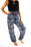 Black PAISLEY Women's Harem Pants