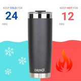 DRINCO®  20oz Insulated Tumbler w/Spill Proof Lid, 2 Straws(Black) Orchid Lavender