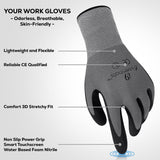 12 Pair Micro Foam Nitrile Work Gloves | Touch Screen | Grey | L Cerise Jasper