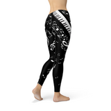 Women's Piano Notes Black Leggings