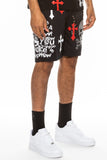 Bejewelled Chrome Skull Shorts