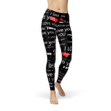 Women's I Love You Black Leggings