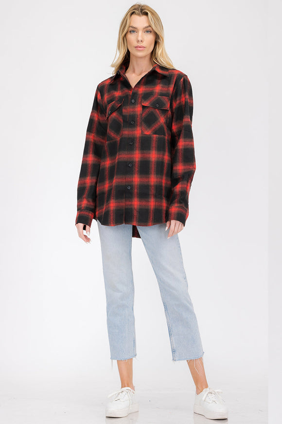 Oversize Boyfriend Plaid Checkered Flannel Lime Milo