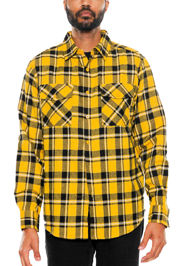 Long Sleeve Checkered Flannel Shirt Lime Milo