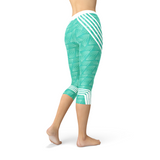 Women's Turquoise Sports Capri Leggings