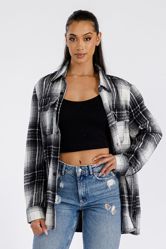 Boyfriend Oversized Soft Flannel Shacket Lime Milo