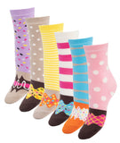 Women's Donut Colorful & Soft Cotton Crew Socks 6 Pair Pack Teal Oceanus