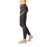 Women's Striped Lines Sports Brown Leggings