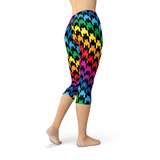 Women's Cat Houndstooth Capri Leggings