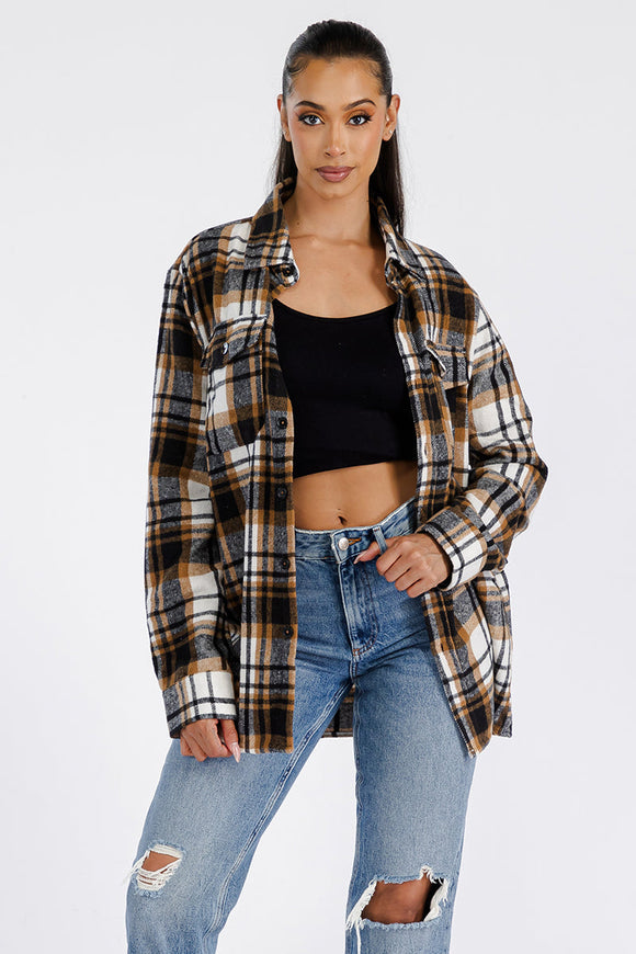 Boyfriend Oversized Soft Flannel Shacket Lime Milo