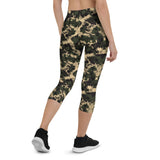Women's Army Camo Capri Leggings with Honeycombs
