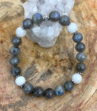 Blue Flash Labradorite & Rainbow Moonstone Stretch Bracelet! Violet Chaos