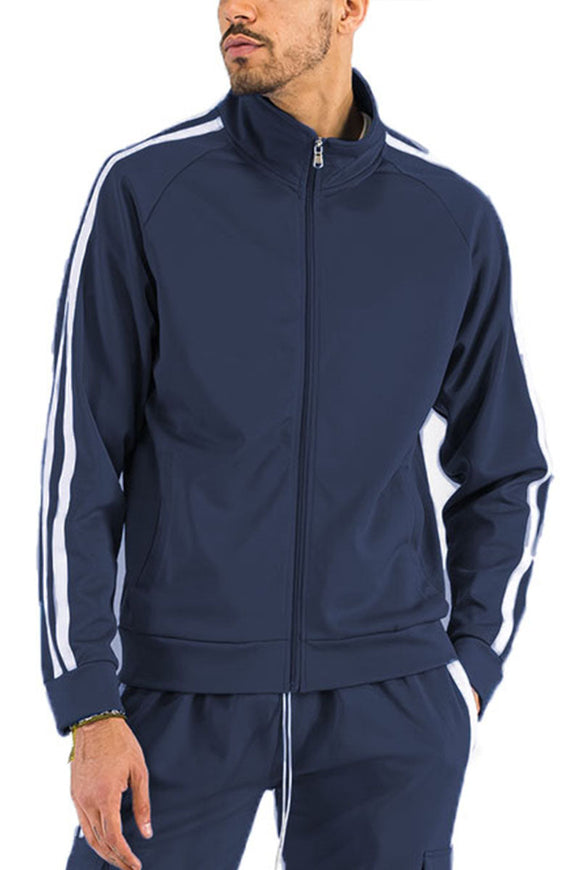 Two Stripe Zip Up Track Jacket Lime Milo