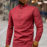 Men's Stand Collar Linen Shirt