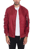 Solid Polyester Scrunched Windbreaker Bomber Jacket