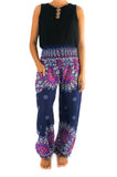 Blue FLORAL MANDALA Women's Harem Pants