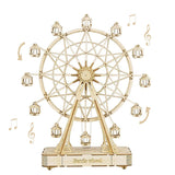 DIY Wooden Rotatable Ferris Wheel Model with Playing Music