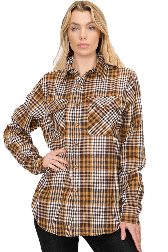 Oversize Boyfriend Plaid Checkered Flannel Lime Milo