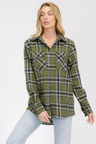 Oversize Boyfriend Plaid Checkered Flannel Lime Milo