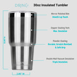 DRINCO® 30oz Insulated Tumbler Spill Proof Lid w/2 Straws (Brushed)