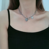 "Love you more" Heart Shape Pendant Necklace Silver Plated