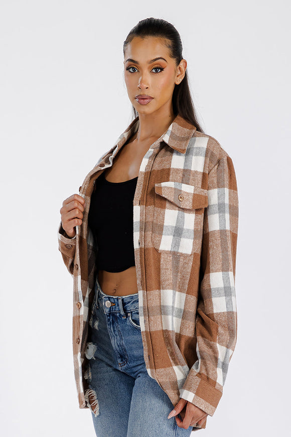 Boyfriend Oversized Soft Flannel Shacket Lime Milo