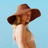 RIRI Jute Straw Hat in Burnt Sienna Cocoa Brunn