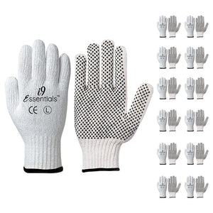 12 Pair Cotton & Dotted PVC | Cotton Work Gloves | White | L Cerise Jasper