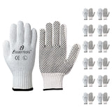 12 Pair Cotton & Dotted PVC | Cotton Work Gloves | White | L Cerise Jasper