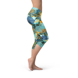 Women's Hexagon Floral Capri Leggings