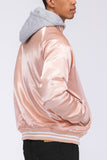Satin Hooded Varsity Jacket Lime Milo