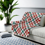 Red and Green Plaid Plush Blanket Throw Yellow Pandora