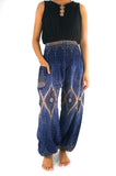 Blue PEACOCK Eye Women's Harem Pants