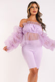 Organza Sleeve Detailed Top & Matching Shorts Set