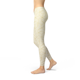 Women's White Leggings w/ Geometric Cubes