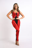 Colorblock Jumpsuit With Binding Detail Square Neck Sleeveless Puce Juniper