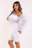 Organza Sleeve Detailed Top & Matching Shorts